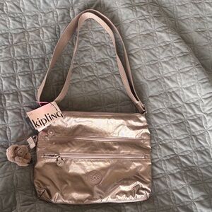 Kipling Shimmering Beige Crossbody Bag